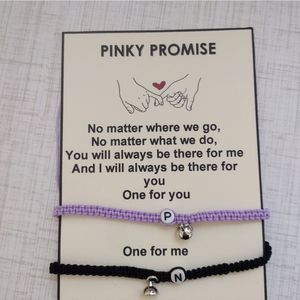 Costum initial couple bracelets with magnetic , wish card included